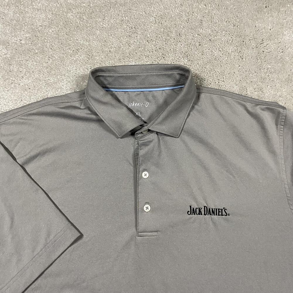 Johnnie O Polo Shirt Mens XL Gray Jack Daniel's Logo Golf Performance Stretch